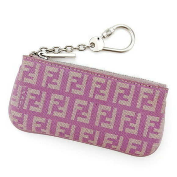 FENDI Zucchino Case Key Lavender Canvas Leather - Picture 1 of 6